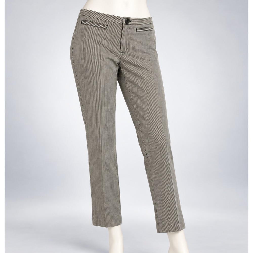 Banana Republic Size 10 Martin Stretch Black Striped Ankle Pants Gray Black